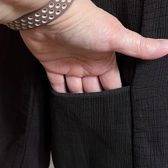 Eileen Fisher Womens Brown Textured Rayon & Silk Mandarin Collar Button Jacket L - Picture 8 of 13